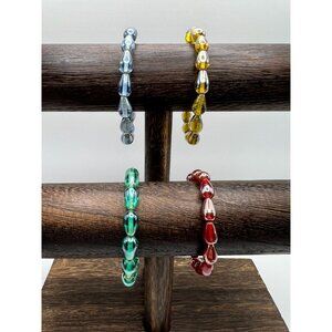 Handcrafted Glass Bead Bracelets In Blue Yellow Red & Green  Boho Jewelry For Wo